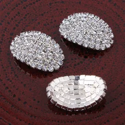 50pcs/lot Newborn Rectangle Metal Flatback Crystal Button For Craft Bling Alloy Rhinestone Button for Grils Hair Accessories