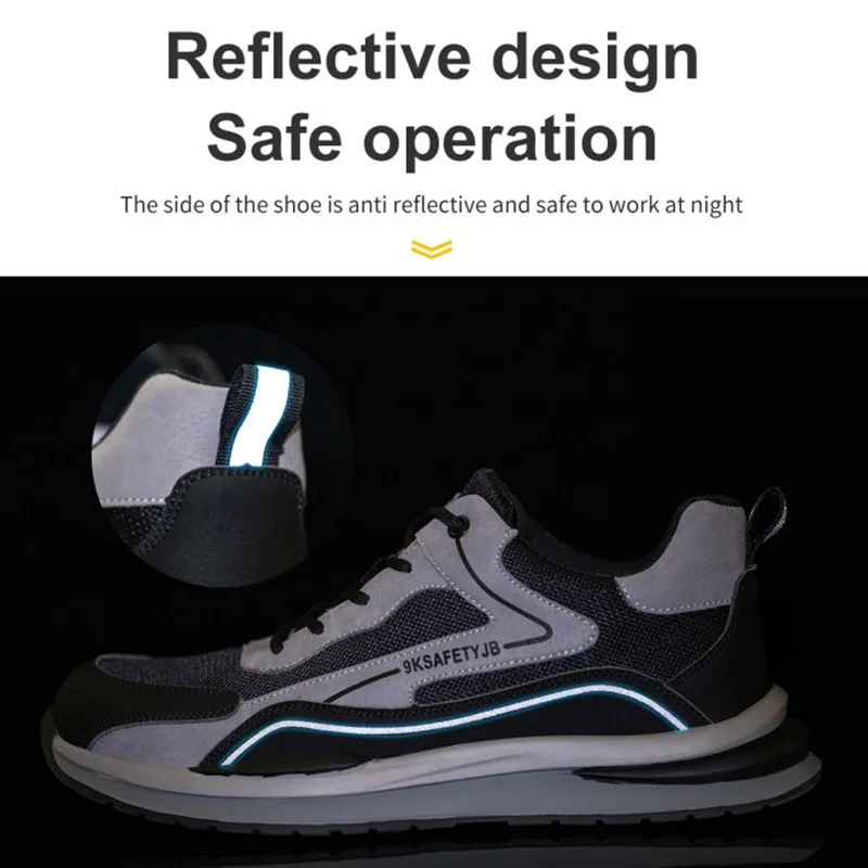 Four Seasons Safety Shoes Light Breathable Fly Woven Zapatos De Seguridad Impact Resistant And Puncture Resistant Work Shoes