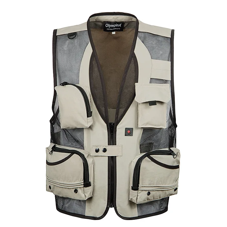 Fishing Vest Detachable Multiple Pockets Breathable Grid Mesh Comfortable Wear-Resisting