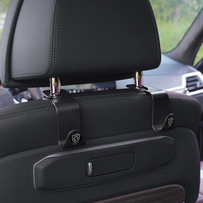 

2Pcs Car InteriorHeadrest Hooks Hanger Carbon Fibre Hook For Peugeot 408 308 5008 208 2008 3008 Landtrek Rifter 508 301 108 608