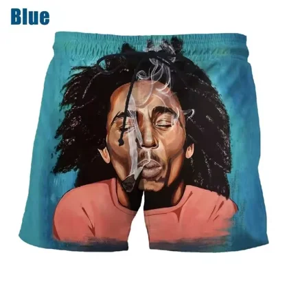 New Rock Singer Bob Marley Reggae Graphic Print 3D Beach Board Shorts for Men Sports Gym Swim Trunks Fashion Outdoor Short Pants