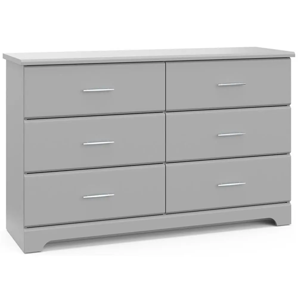 6 Drawer Double Dresser (Pebble Gray)Gold Certified, Easy to Match Double Dresser for Nursery and Kids Bedroom