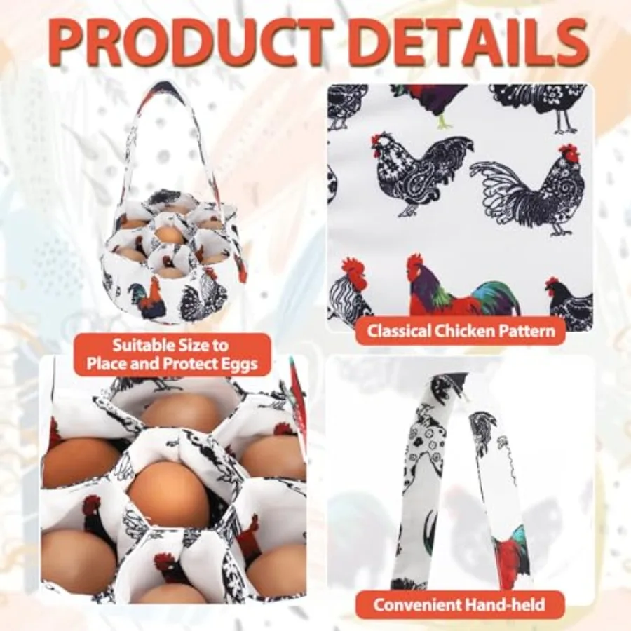 Grembiule e cestino per la raccolta delle uova Grembiule per pollo con 12 tasche profonde e 7 cestini con tasche profonde