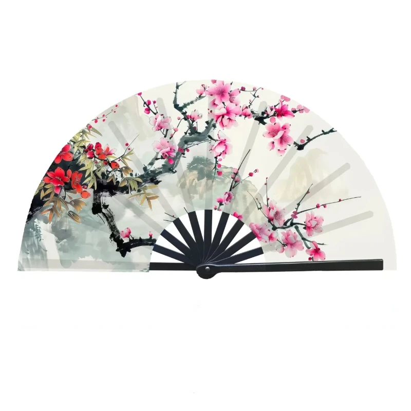 

Ink-wash Peach Blossom Folding Tai Chi Fan Girl Hanfu Qipao Photography Prop Summer Cooling Dancing Fan Chinese Kung Fu Fitness