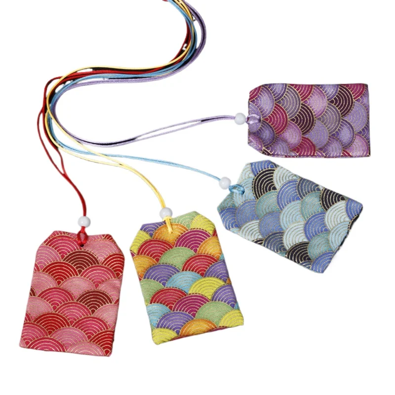 Chinese Style Sachet Pendant Neck Bag for Aromatherapy Car Fragrance Red Blue Purple Gold 6x8cm Empty Bag
