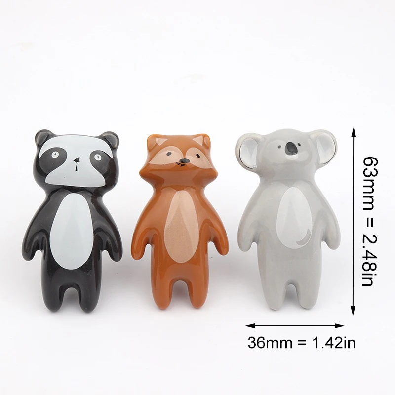 Keramik Karton Knopf Panda Fuchs Koala Esel Geformt Kinder Zimmer Hardware Museum Kabinett Knöpfe Schublade Knöpfe Schrank Griff