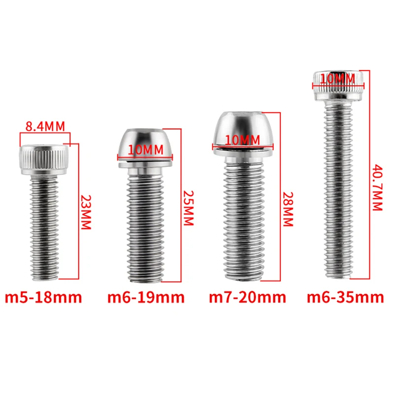MUQZI 4PCS Bike Screws M5 M6 M7 MTB Road Folding Bike Bolt Bicycle Derailleur Seatpost Headset Top Cap Stem Crank Screws