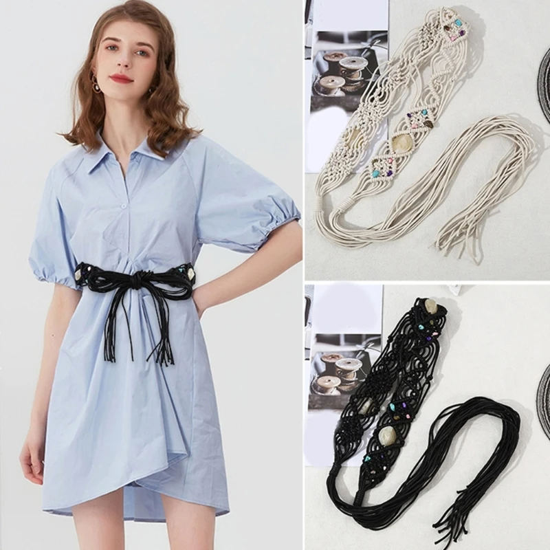 

Girls Woven Belt Braided Thin Waist Belt for Dress Cowgirl Tie Belt Waistband