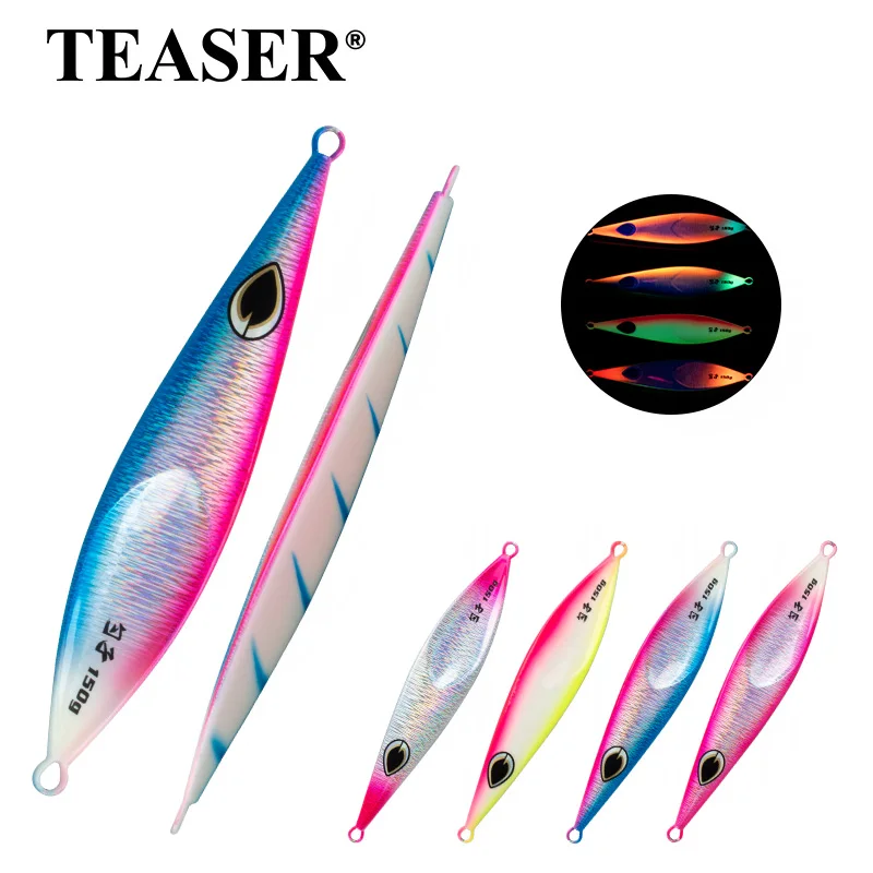 TEASER J125 80g 100g 150g Spoon Slow Pitch Jig, Deep Sea Boat Fishing Lure, Lead Jig for Grouper