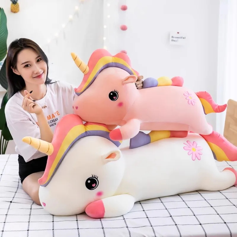 Rainbow Unicorn Plush Toy Stuffed Doll Cartoon Animal Office Rest Pillow Bedtime Sleeping Cushion Boy Girl Friend Birthday Gift