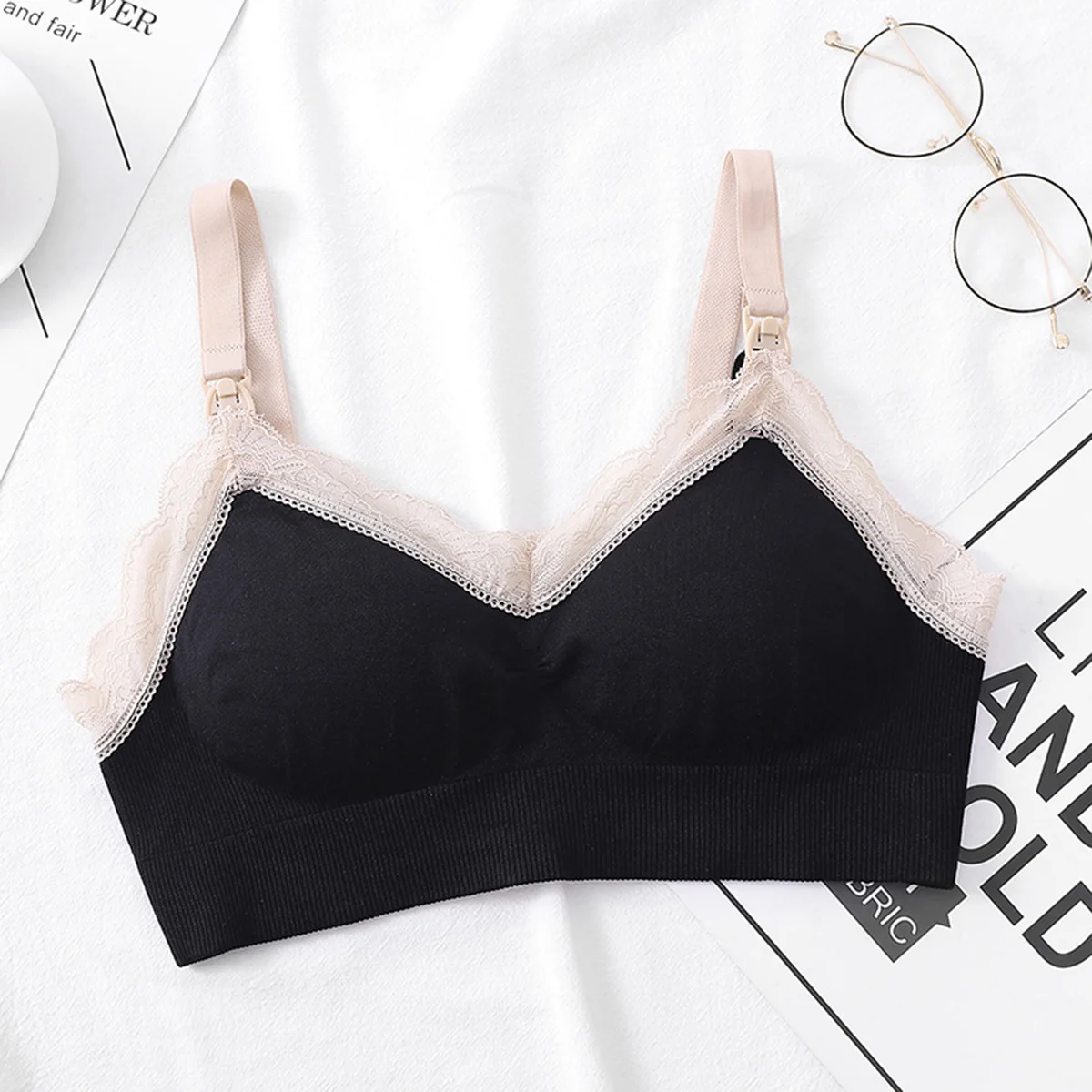 

1 шт. беспроводной бюстгальтер для беременных пуш-ап с полным покрытием, удобные черные бюстгальтеры для грудного вскармливания Xl