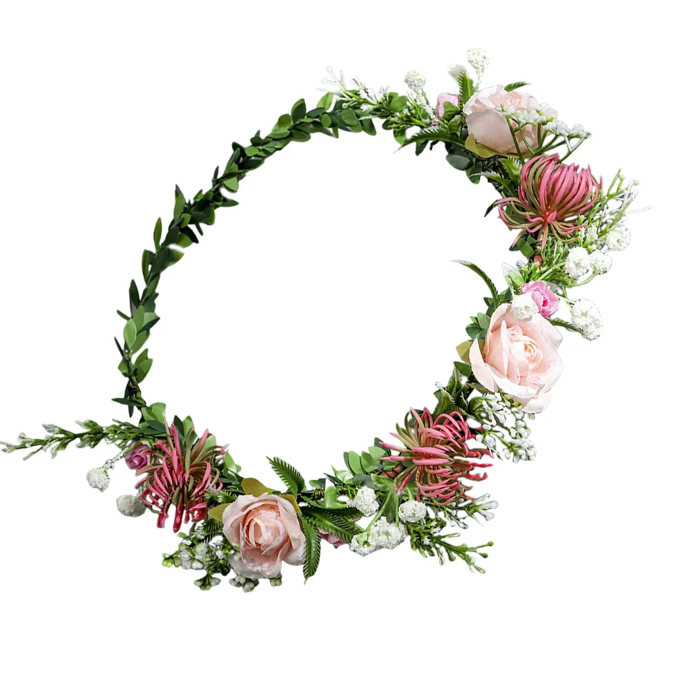 

Simulation Flower Crown Bridal Hair Wreath Lightweight Headband Floral Headpiece for Wedding Party Photography Birthday Festival