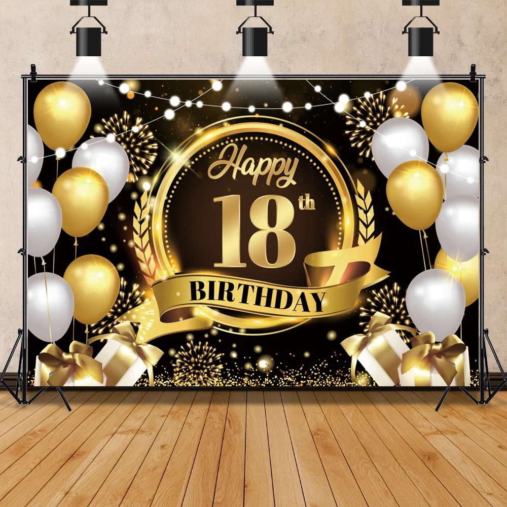 Glücklich Geburtstag Familie Party Foto Hintergrund Alter Angepasst Fotografie Hintergrund Goldene Polka Dot Poster Luftballons Decor Poster