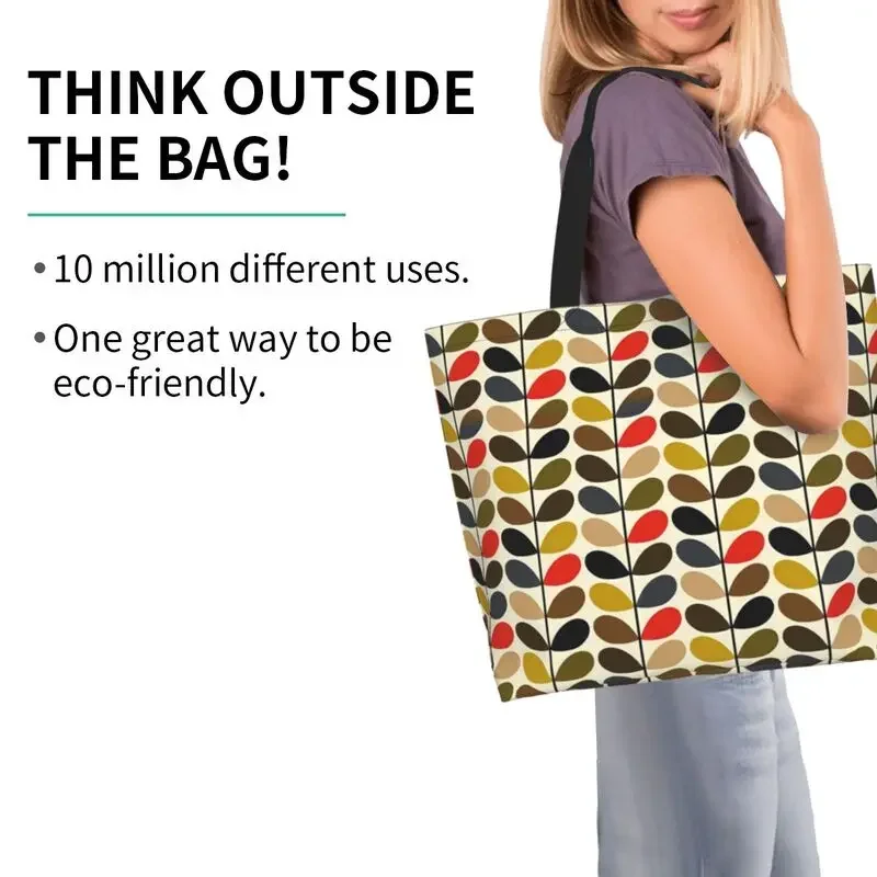 Orla Kiely Abstract Multi Stem Canvas Shoulder Bag Large Capacity Shopping Bag Mid Century Scandinavian Geometric Tote Bags