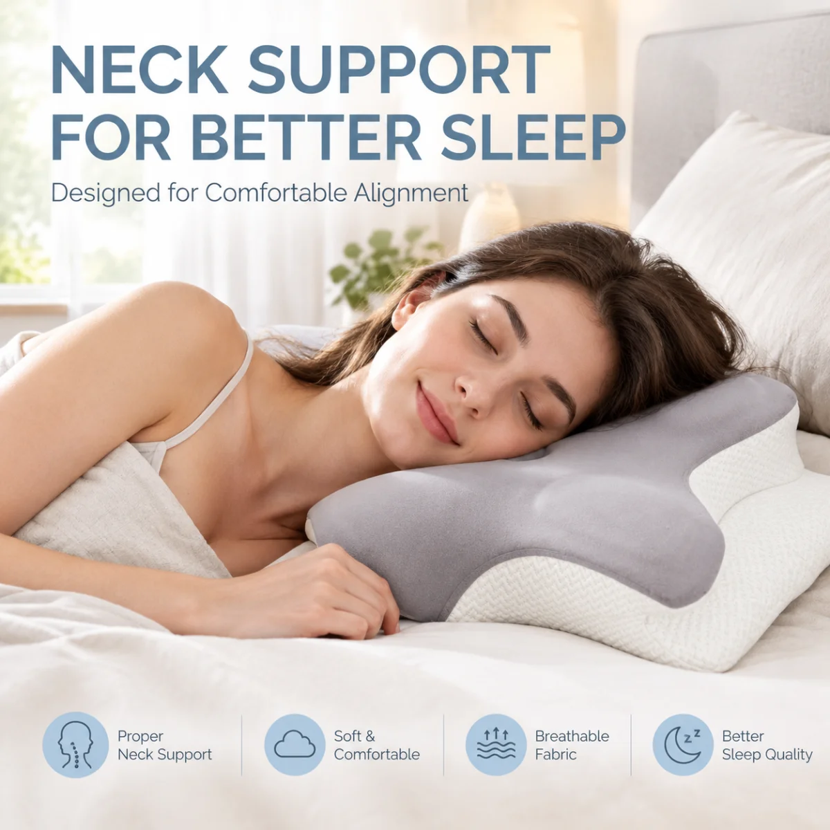 Memory foam neck pillow with low elasticity and slow rebound, therapeutic cervical pillow, butterfly-shaped healthy neck pillow