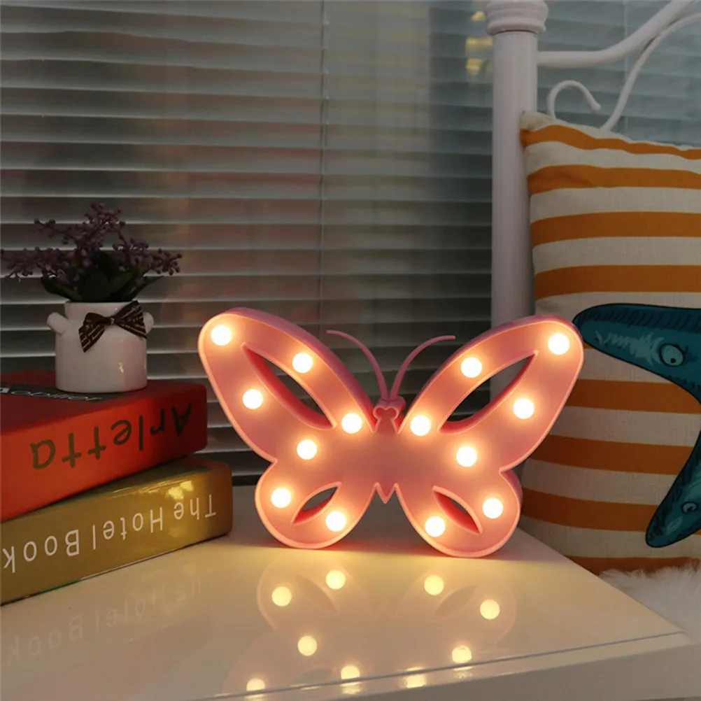 

Pink Butterfly LED Night Light Creative Warm Light Wall Decoration for Bedroom Nursery LED Night Lamp
