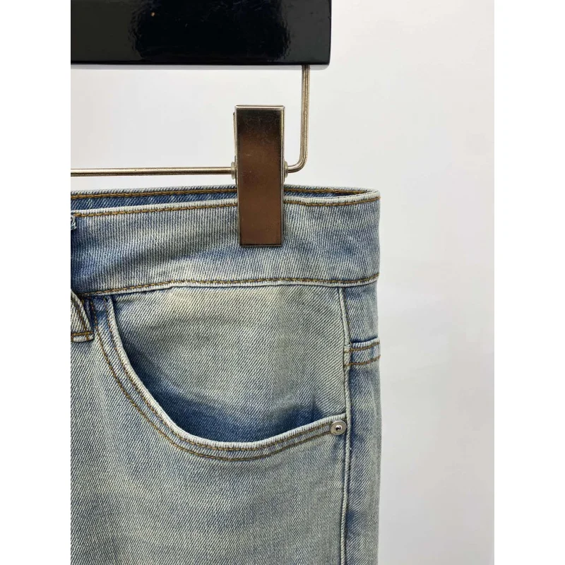 2024 nuovi Jeans strappati da uomo retrò azzurro Slim-Fitting piccoli pantaloni Casual di lusso a prezzi accessibili di fascia alta elasticizzati dritti