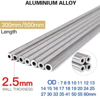 Aluminium Pipe 2.5mm Thickness 7-60mm OD Straight 300mm 500mm Long Round 6063 Aluminum Alloy Tube