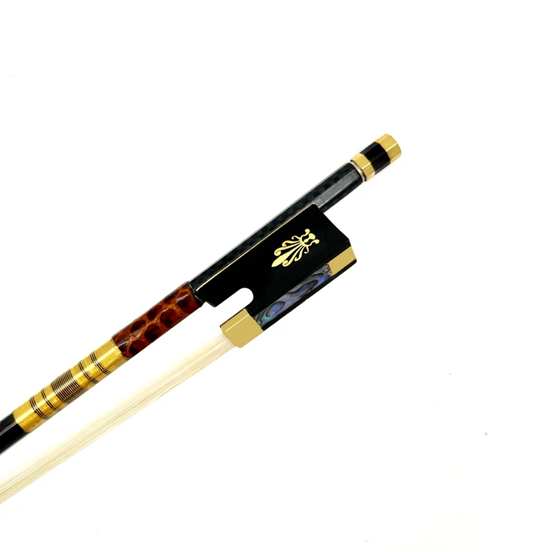 1Pcs Strong New light black Grid plaid carbon Fiber Round Stick 4/4 violin bow Fiddle Bow,Siberian horsetail