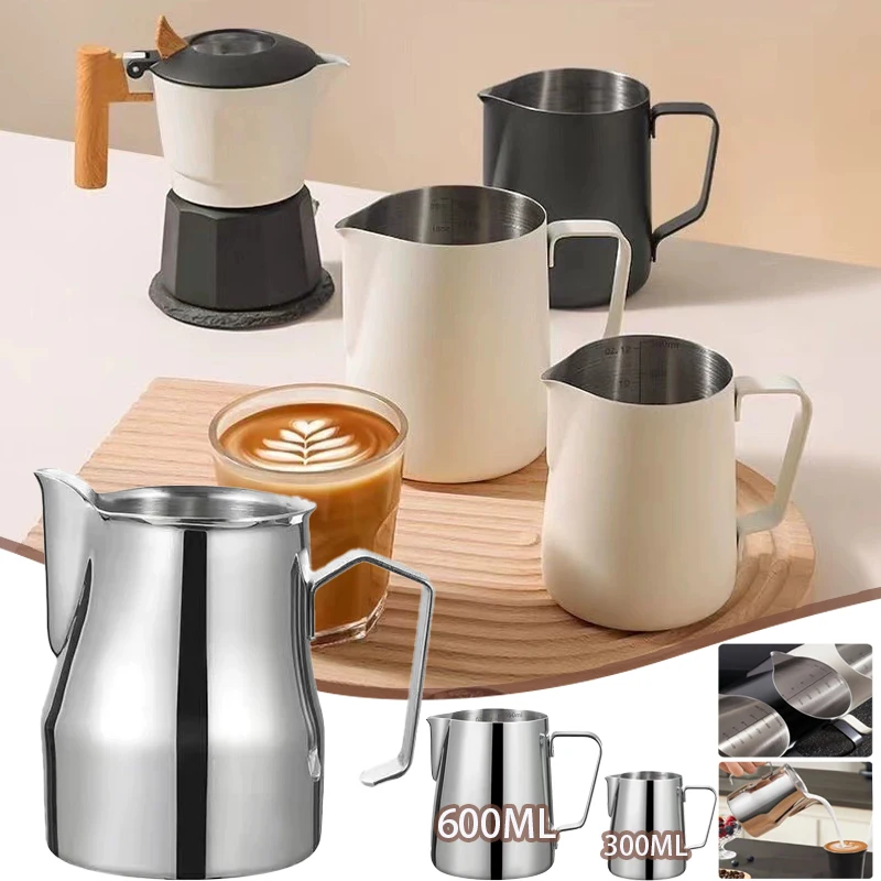 

304 Stainless Steel Coffee Pots with Scale 350/600ml Milk Frothing Pitcher Professional Steam Espresso Coffee Latte Kitchen Tool