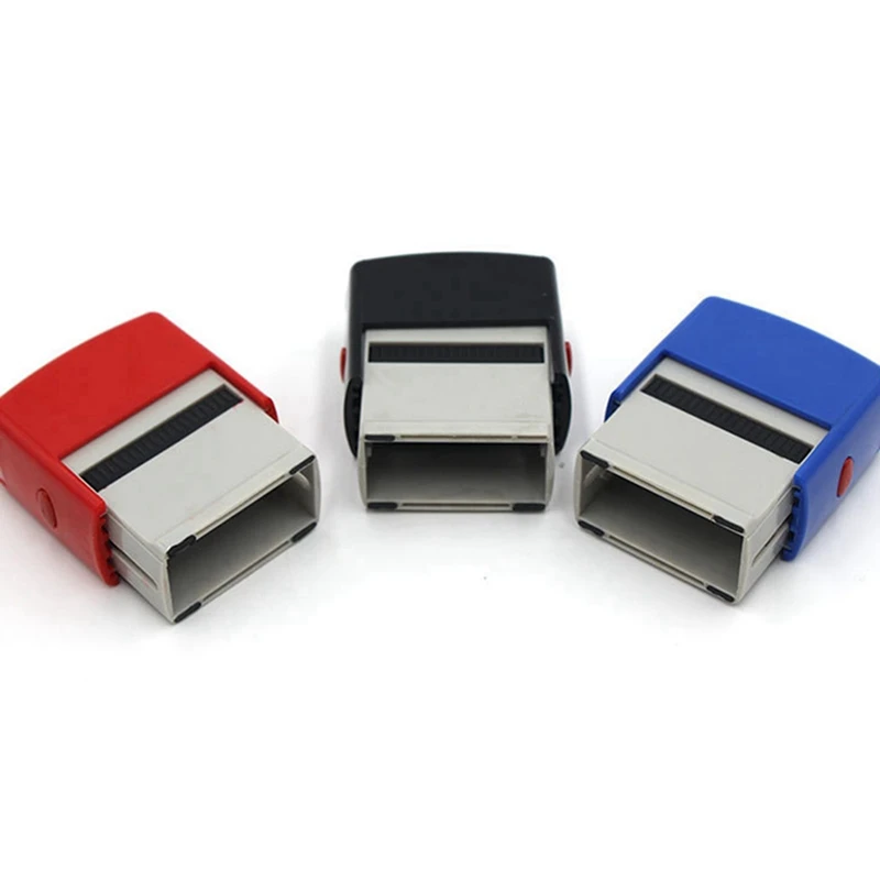 2X Self Inking Stamp Set Custom Personalised DIY Business Name Number Address Printing Rubber Stamp With Tweezers Kit