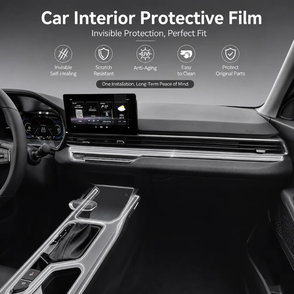 

For Geely Emgrand 2022-2026 Car Interior TPU Transparent Anti-Scratch Protection Film Dashboard Multimedia Navigation Upgrade