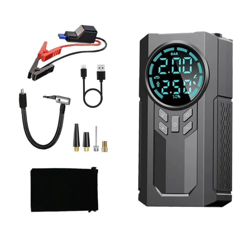 Tire Inflator 12V Car Jump Starter Air Compressor for Car Tires Balloons with Digital Pressure Gauge