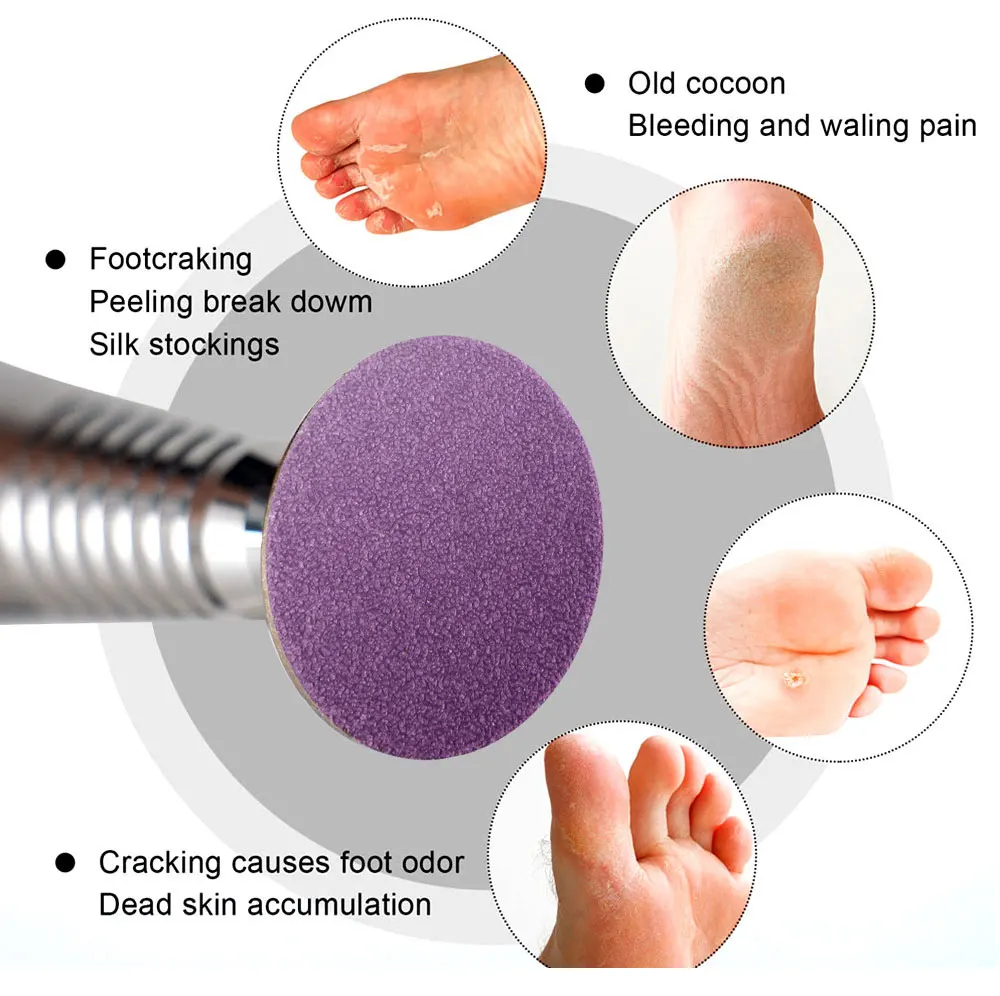 25 mm Fuß-Nagelhaut-Schwielenentfernung, austauschbares Schleifpapier mit Pediküre-Scheibenpads, Kit für harte, abgestorbene Haut, Reiniger, Fußraspelfeilen – Detail 22