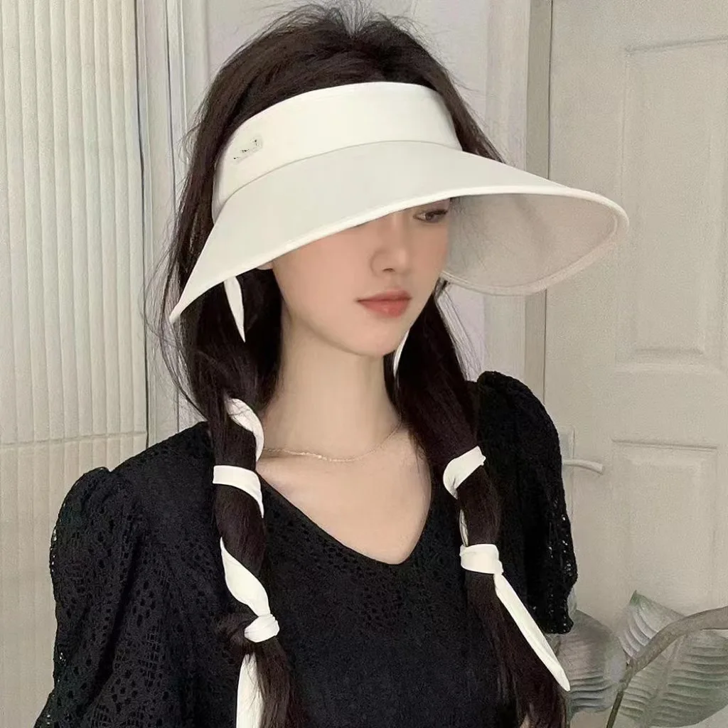 New summer women's hat Ice silk large brim sun block hat UV protection all tide visor hat empty sun hat