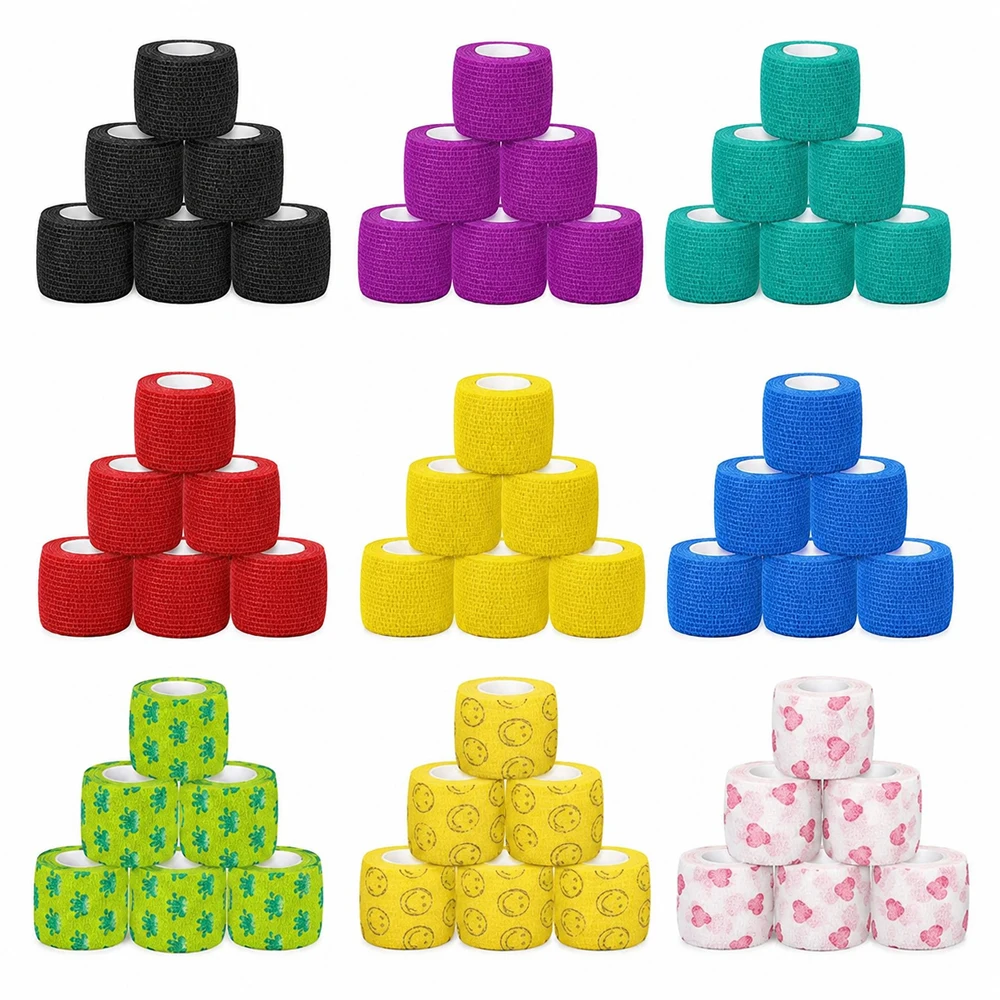 

6pcs Tattoo Handle Bandage Anti-slip Athletic Nonwoven Waterproof Disposable Self-adhesive Elastic Bandage Grip Cover Wrap