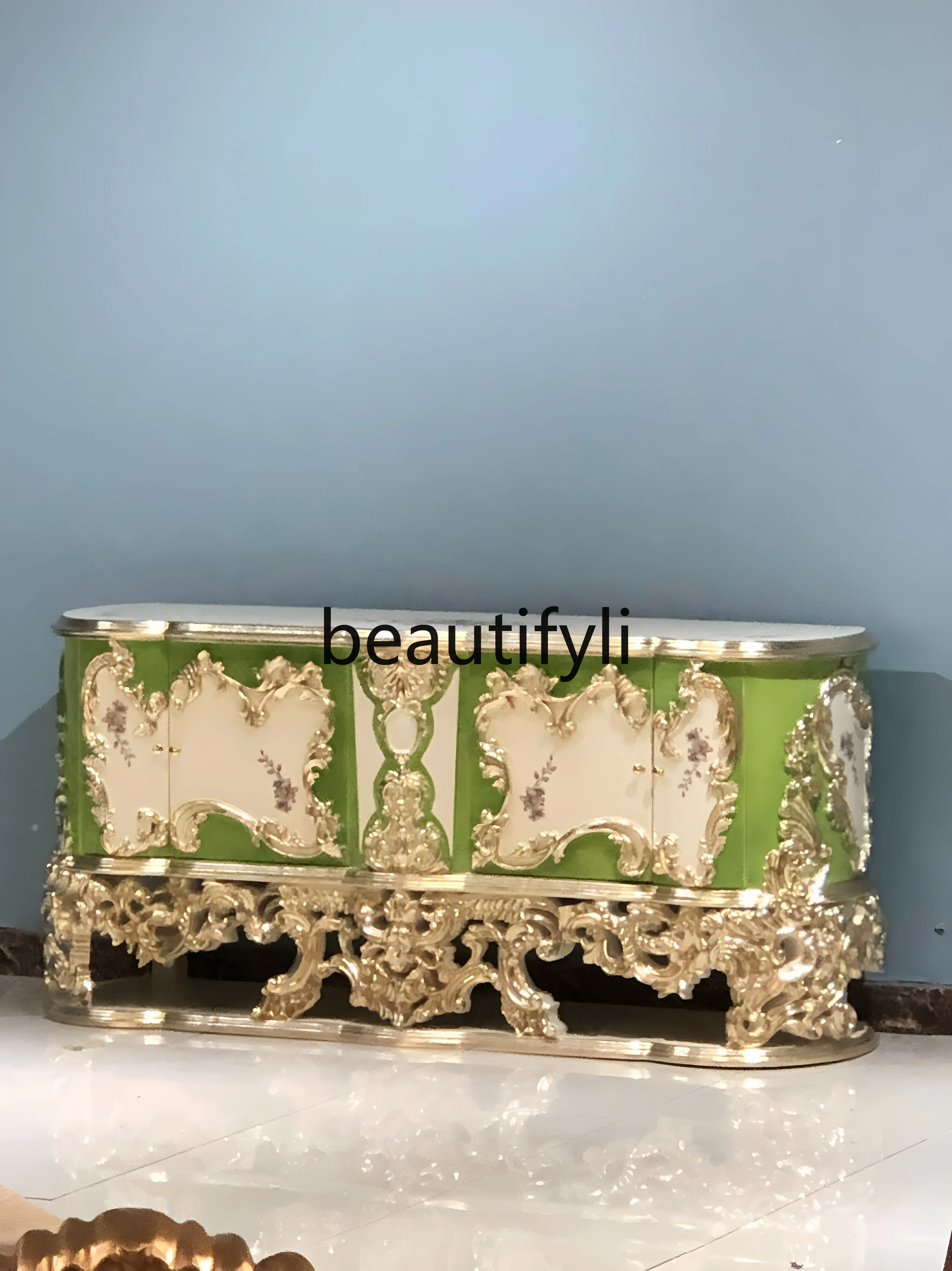 

D06 European-style court, luxury decorative cabinets European-style hand-painted gold foil living room display side cabinet