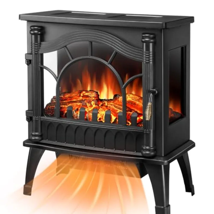 

Indoor 23'' Freestanding Electric Fireplace Stove Fireplace Heater with Adjustable Realistic 3D Flame Effect Overheating Protec