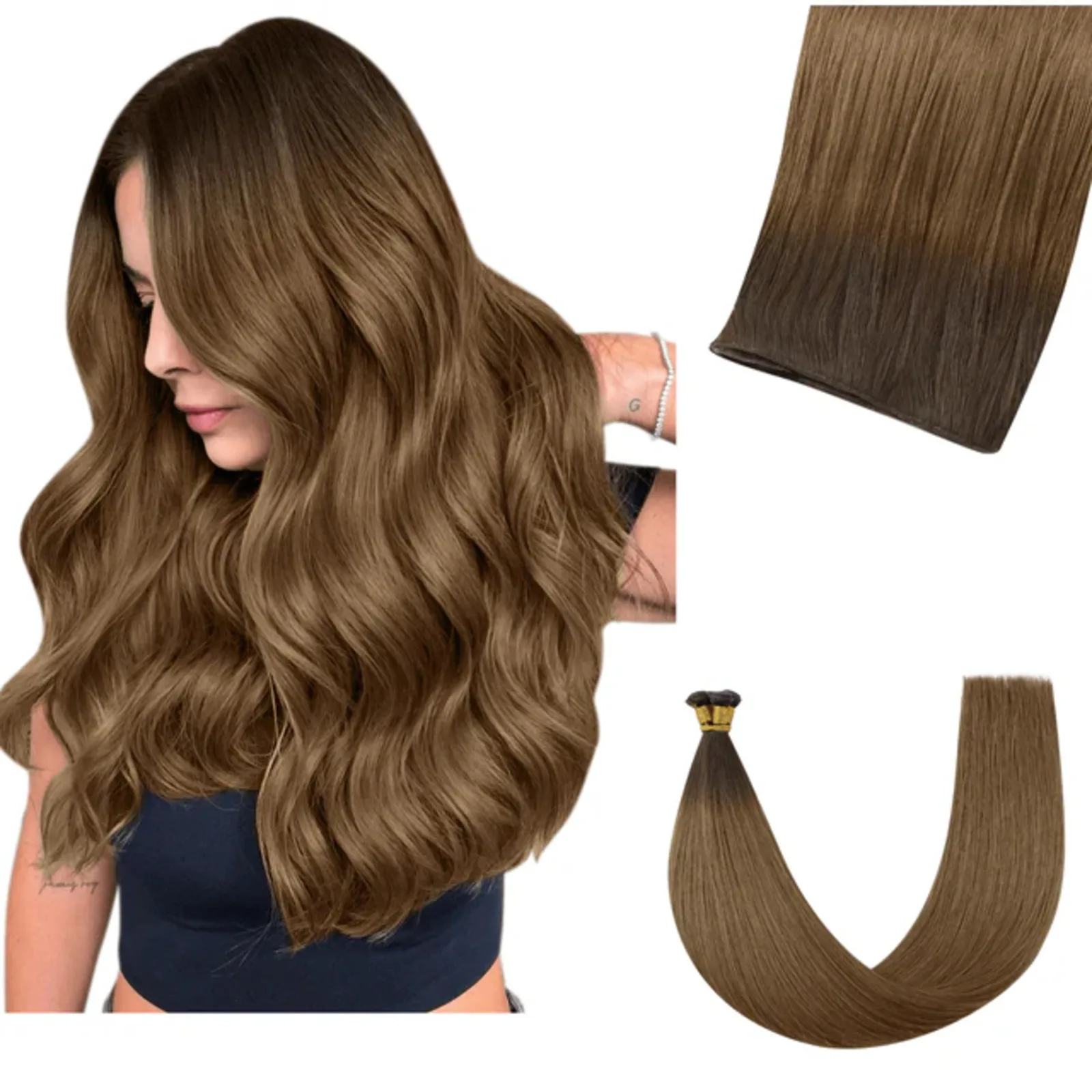 

YoungSee Virgin Genius Weft Extensions For Women Human Hair Bundles Straight14-24Inches 10-30G Invisible Lightweight Hair