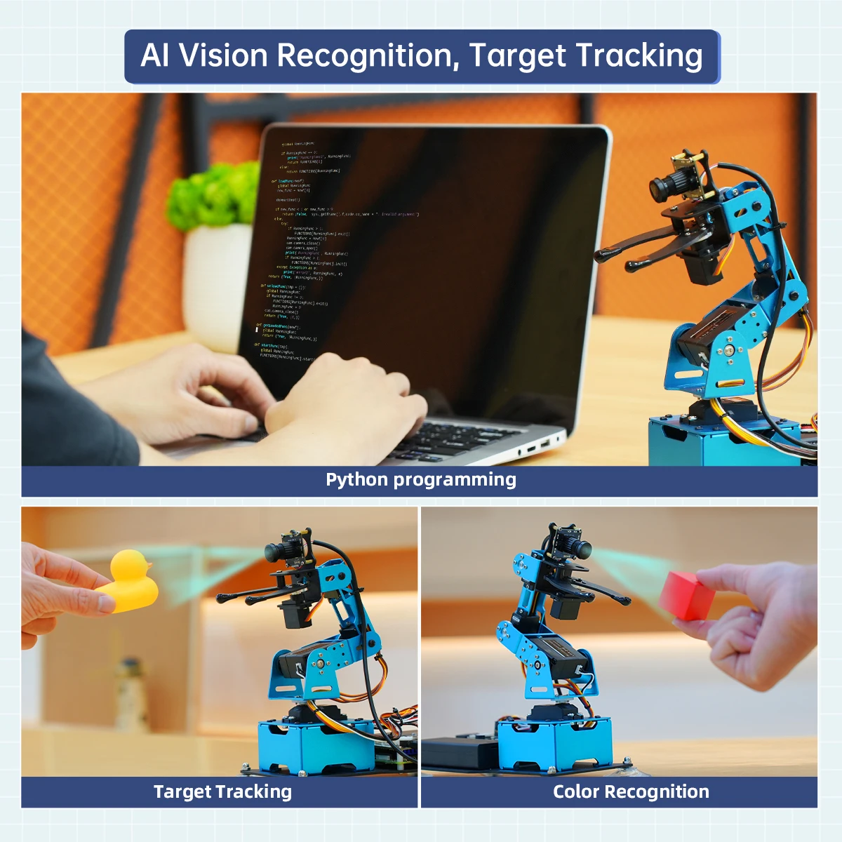Hiwonder ArmPi mini 5DOF AI Vision Robotic Arm Powered by Raspberry Pi 5 Support OpenCV Target Tracking Python Programming
