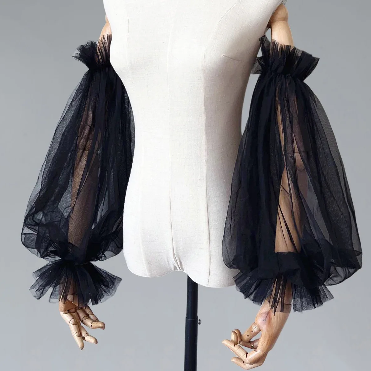 

PEORCHID простые тюлевые съемные свадебные перчатки со съемными рукавами, черные женские перчатки с добавлением рукавов для свадебного платья, перчатки невесты с пышными рукавами