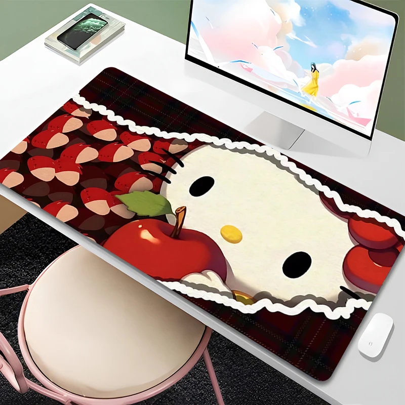 Mouse Pad Cartoon Anime Red Bowknot Mousepad Laptop Kawaii Cat Gaming Accessories Desk Mat PC H-hello K-kitty Cute Keyboard Pad