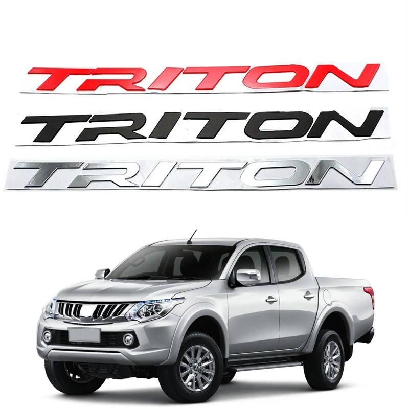 Front Grill Triton Letter Logo Emblem Decoration Sticker Decal Nameplate For L200 Triton 4x2 4x4 2015-2019