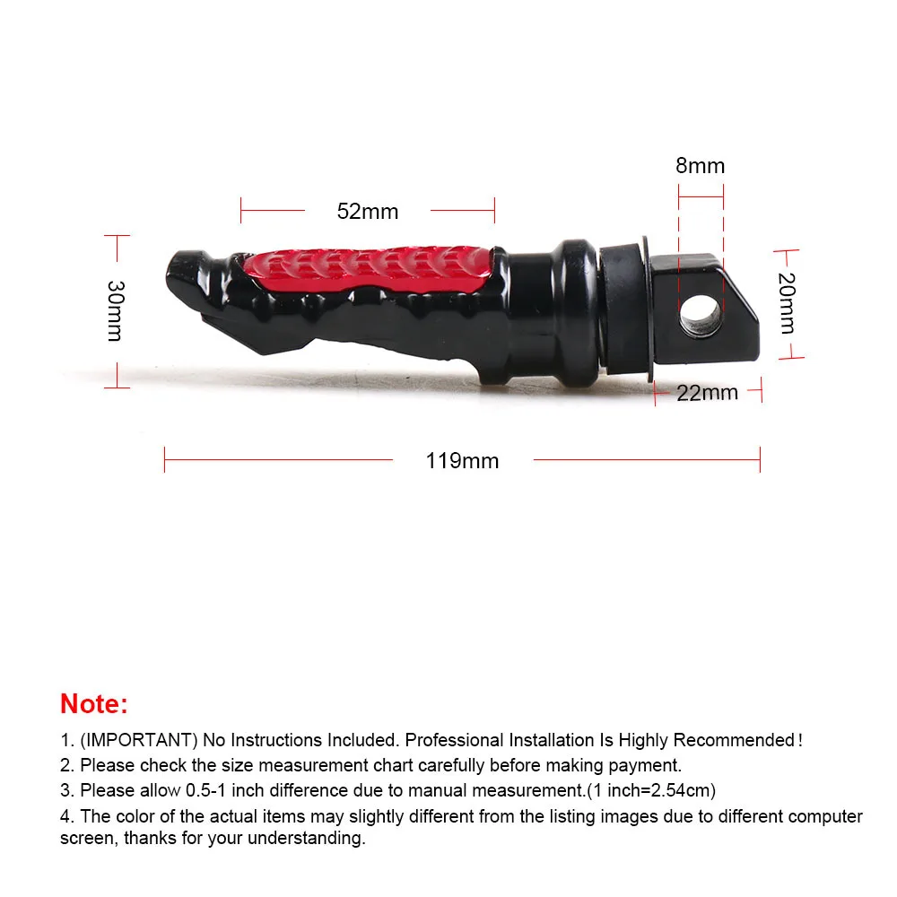 ATV Motorcycle Modified Rear Passenger Foot Peg Pedal Pad Bracket Side Stand 8mm mounting holes