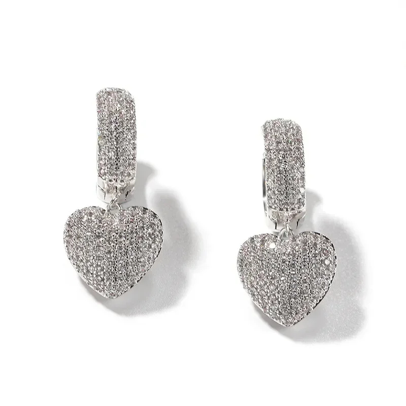 Gift New Love Peach Heart Earrings with Zircon Inlay for Women, Heart shaped Earrings for Engagement, Sweet and Elegant Jewelry
