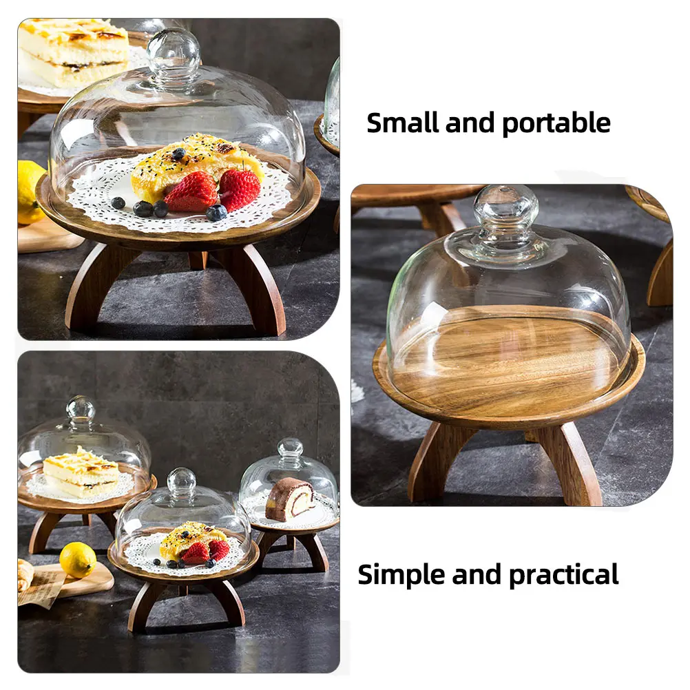 

Glass Cake Cover Dessert Protector Transparent Dust Cover for Tray Easy Clean Round Handle Fits Plates