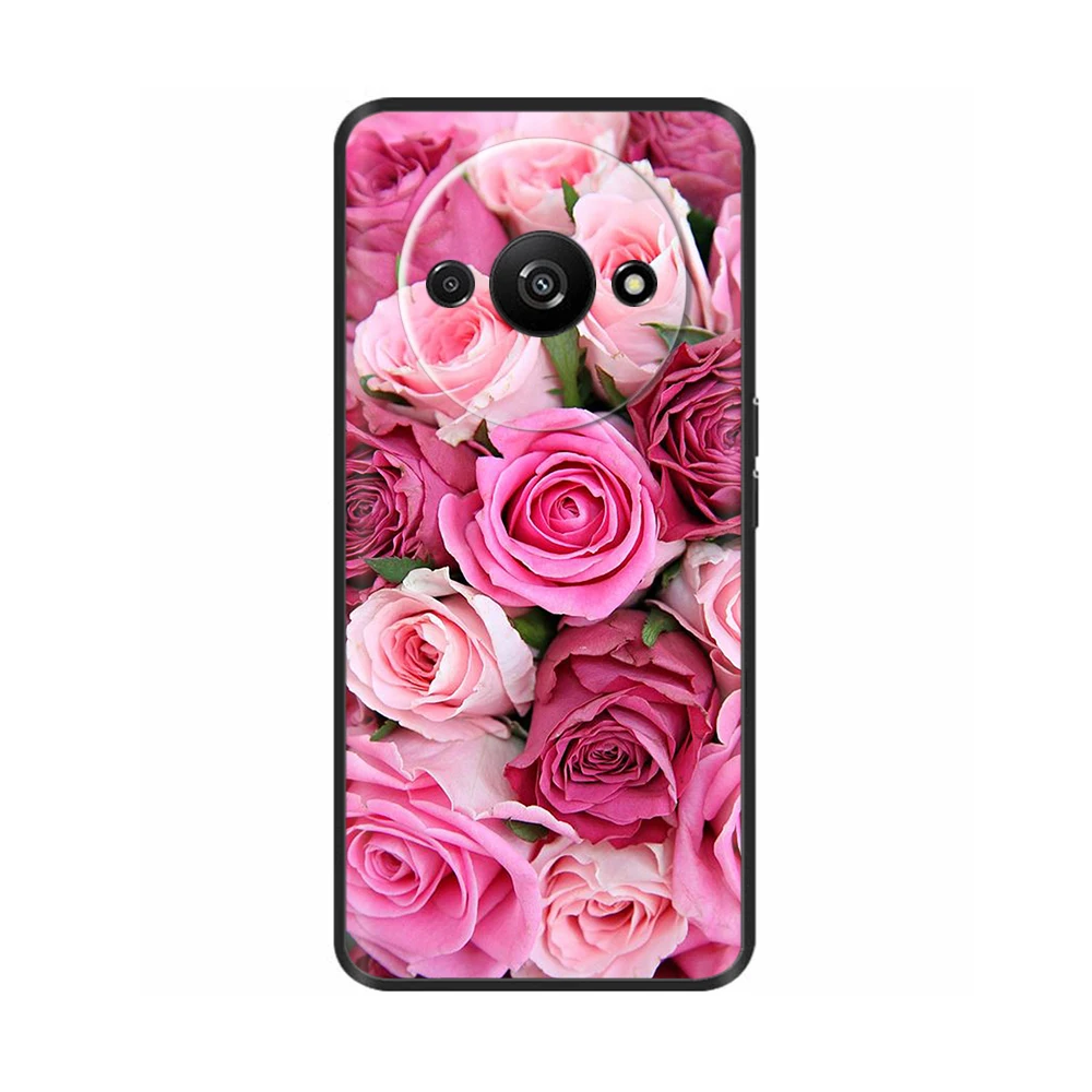 Cover For Xiaomi Redmi A3x A3 Phone Case Marble Cat Cartoon Flowers Painted Fundas Soft Black TPU Silicone Bumper RedmiA3x Coque