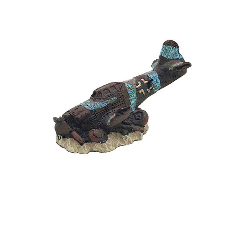 Aquarium-Dekoration Mini-Flugzeug-Ornament Simuliertes Flugzeug Fischbecken-Landschaftsdekoration Unterwasser-Deko für Fische und Garnelen