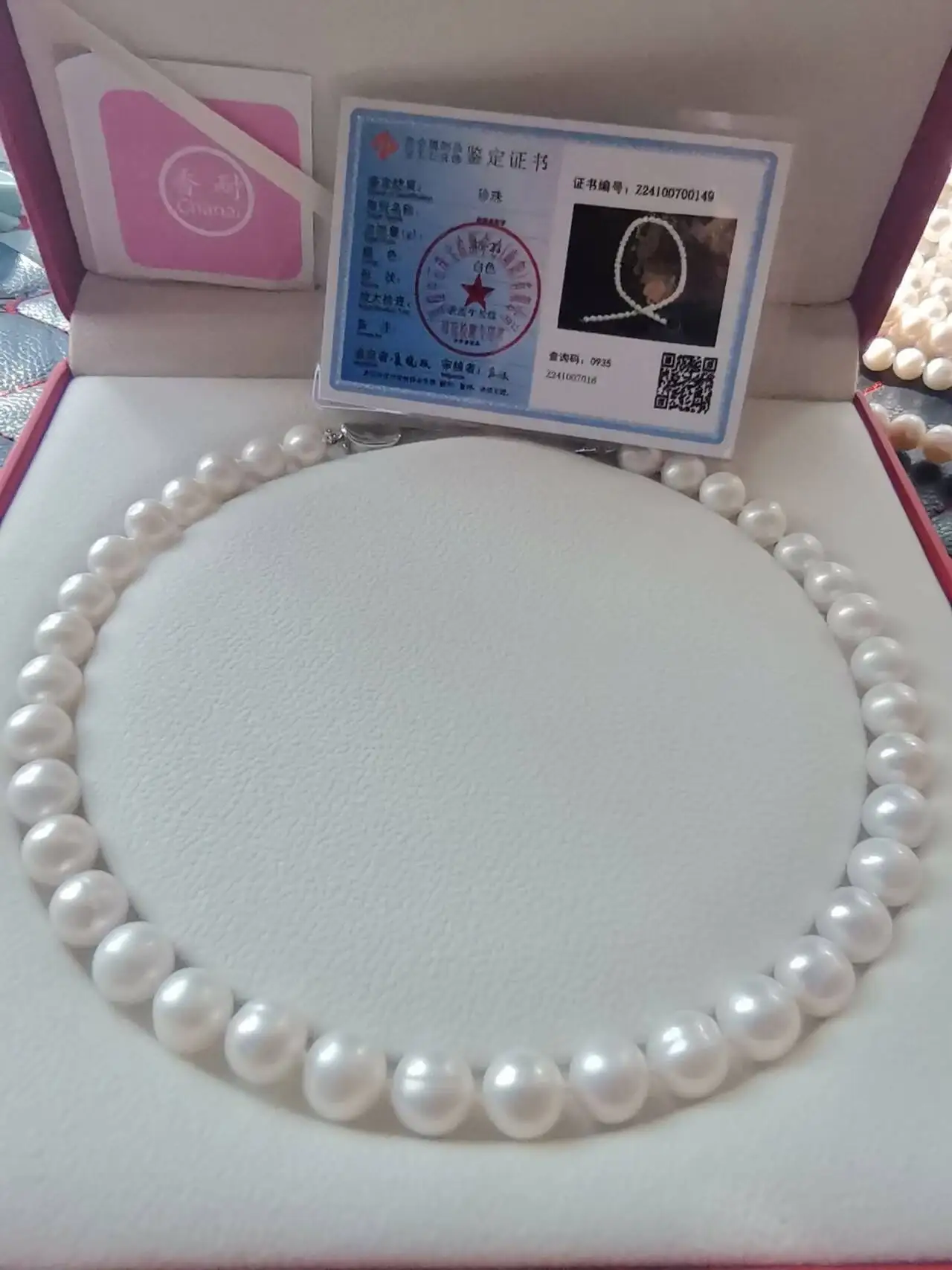 Send certificate Unmatched AAA 10-11mm Natural REAL ROUND akoya White pearl necklace 18inch 925s