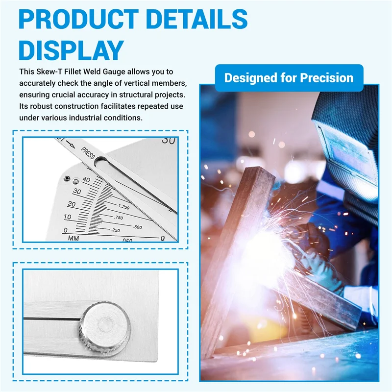 VEHO-Skew-T Fillet Weld Gauge Gage Checking Angle Of Vertical Member Weld Acute-Side Obtuse Side Welding Inspection