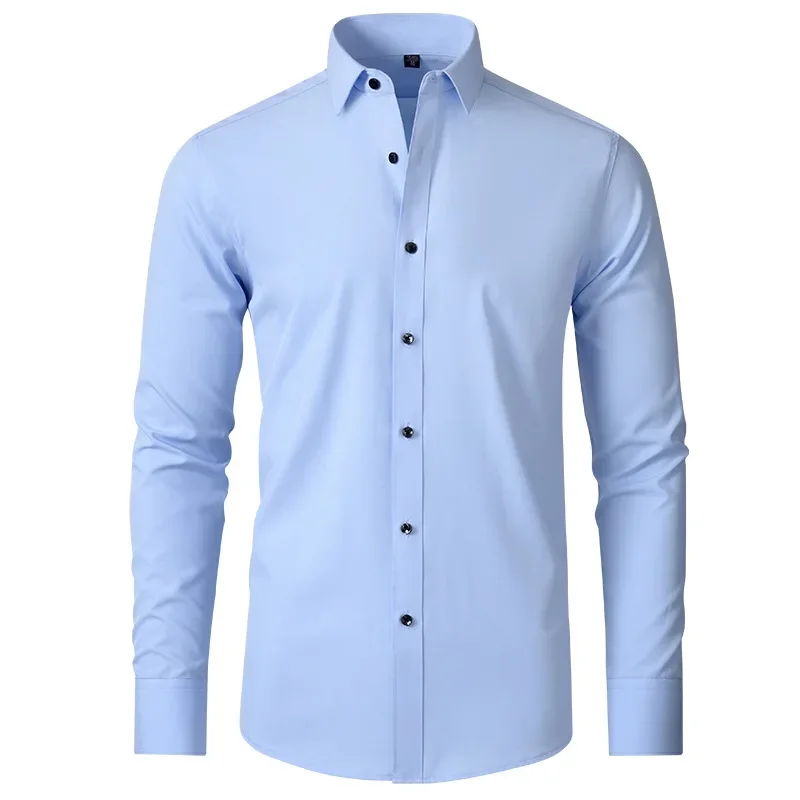 38-46 plus-size stretch shirts Young white shirts are easy to iron, wrinkle-resistant and simple business thin men's shirts