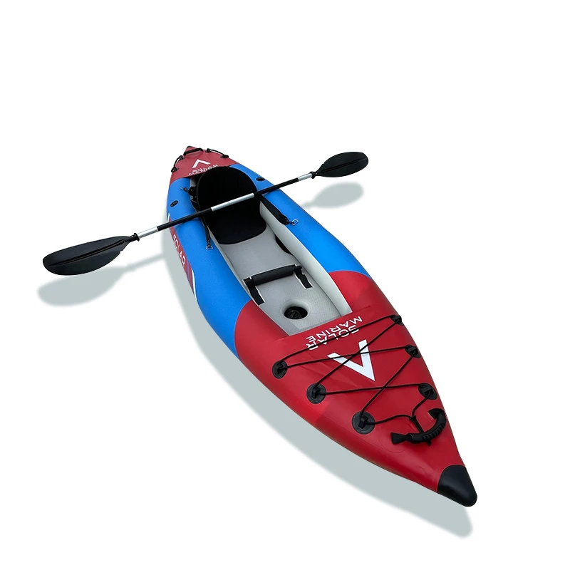 SOLARMARINE Inflatable White-Water Kayak, 1 Person Fishing, High Pressure Floor, EVA Padded Seats with High Back Sup, SM312