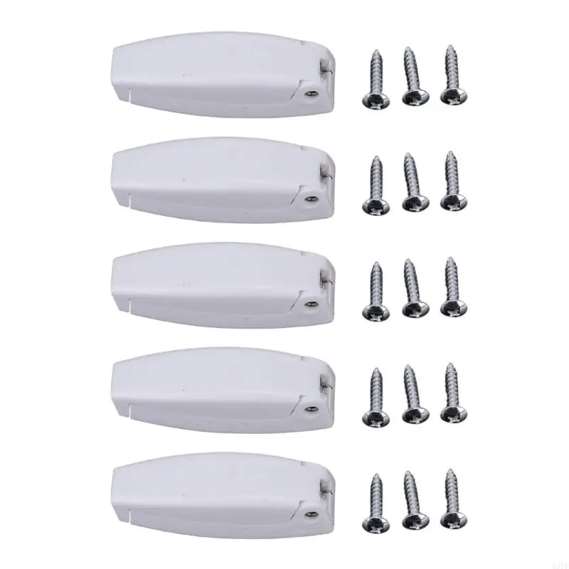 Boat Compartment Door Fastener Hardware Set, Spring Loaded ABS Retainer Parts, 5 Pack with 15 Screws for Trailer Panels X37F