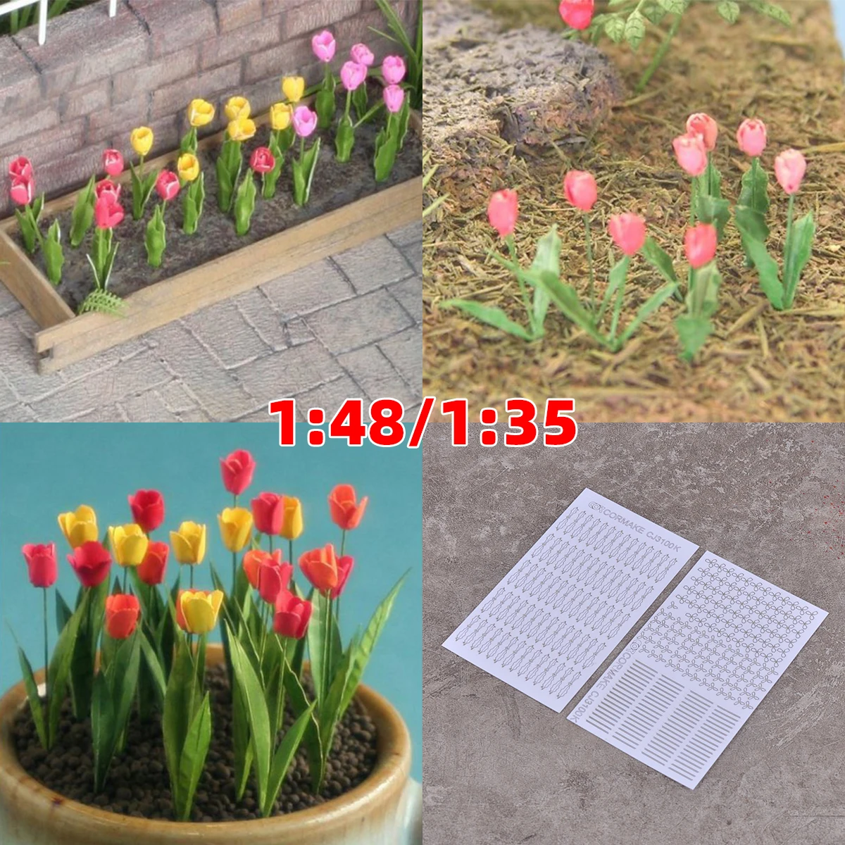 

Набор для сборки масштабных моделей: растения, цветы, тюльпаны, модели для диорамы на песочную подложку 1/32, 1:35, 1/48