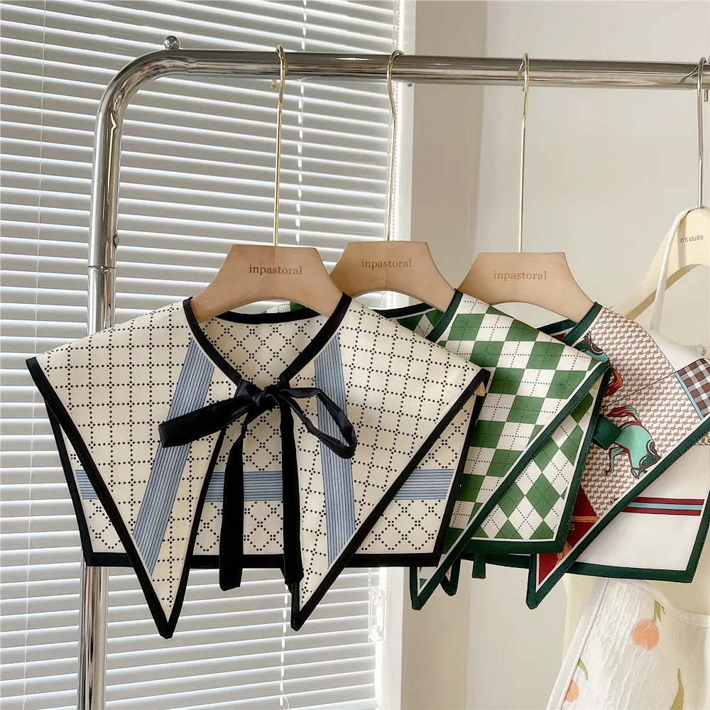 Obrázek 4: Jaro móda mazat malba květinová potištěné falešný límec šála polyesterová hedvábí trojúhelníkové límec shawls bedra dávat pozor falešná límec