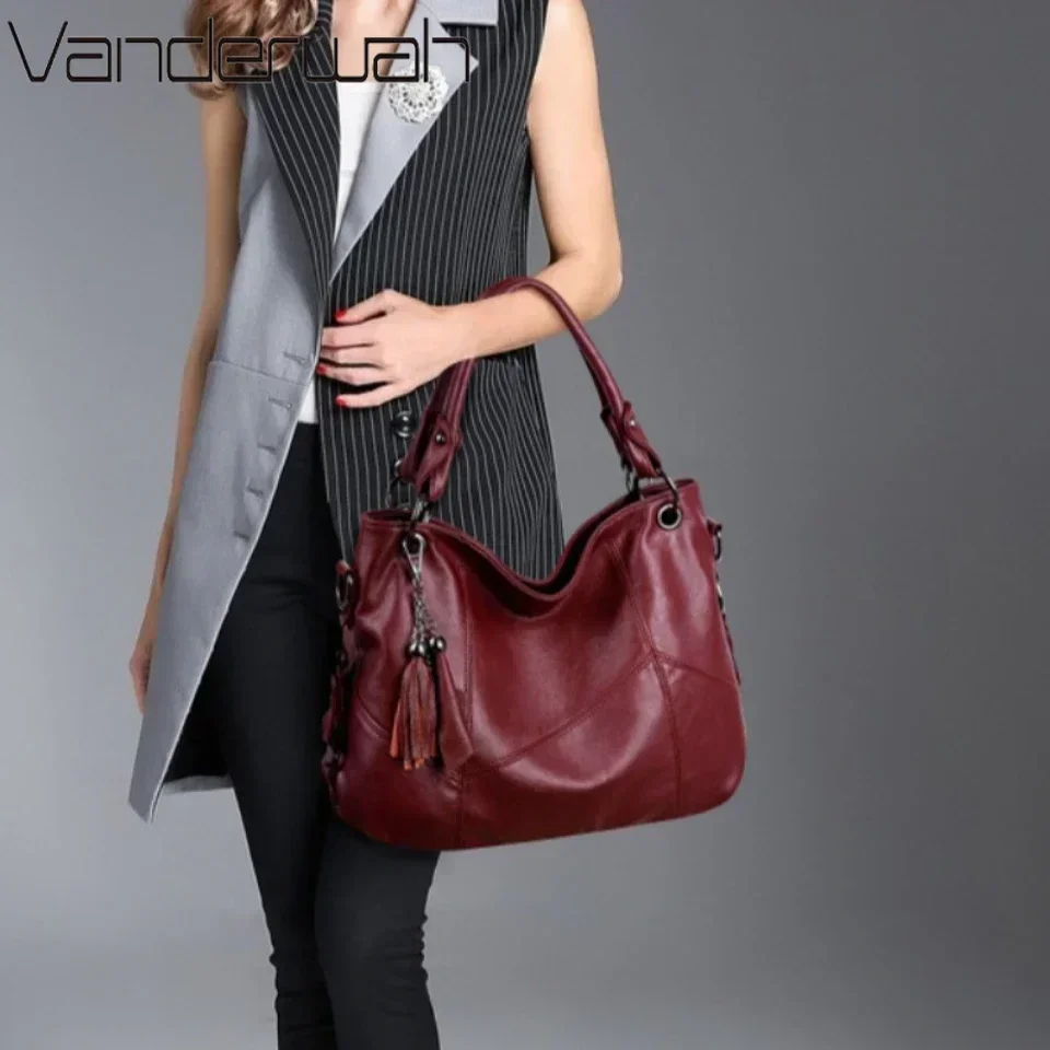 Genuine Soft Leather Handbags for Women Vintage Shoulder Tote Bag Luxury Designer Ladies Large Capacity Purse Bags Sac A Main